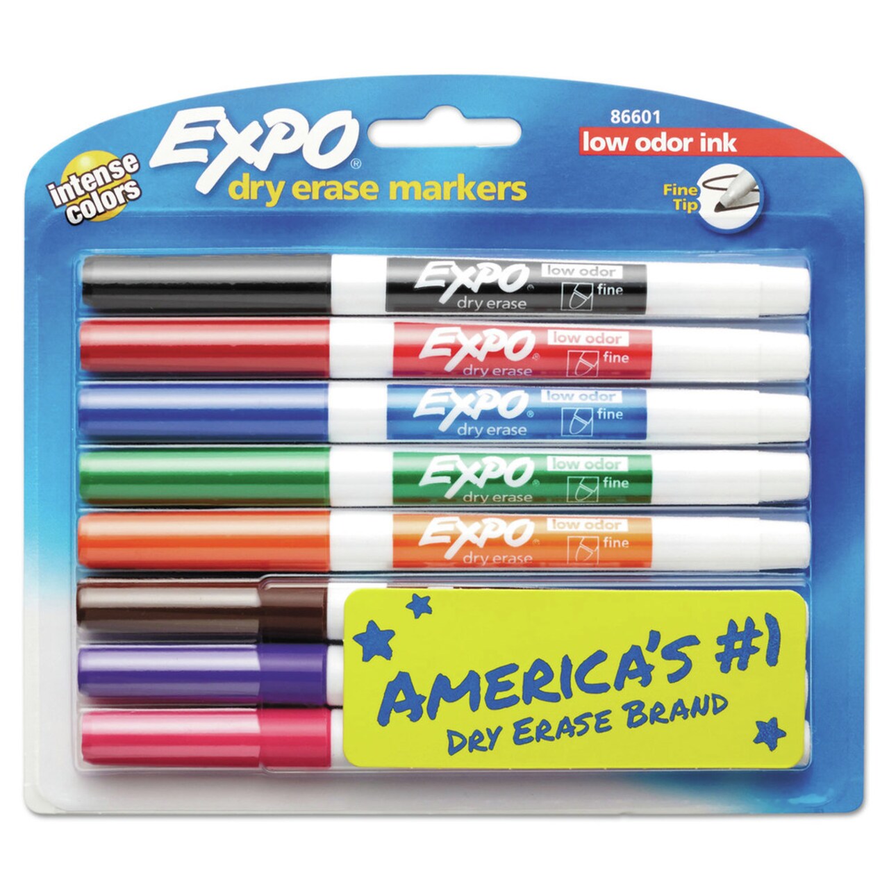 EXPO Low-Odor Bullet Tip Dry-Erase Marker - Fine/Assorted Colors (8/Set)